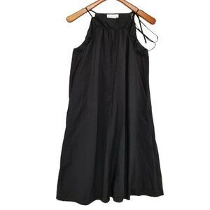 Anthropologie Corey Lynn Calter Midi Dress Solid Black Sleeveless Ruffle
